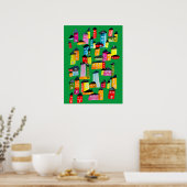 Poster Mignonnes maisons d'aquarelle blanc (Cuisine)