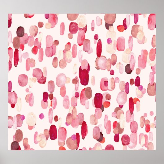 Poster Mignonnes Zones Rouges Roses Simples (Devant)