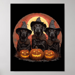 Poster Mignons chiens Labrador Retriever noirs Halloween