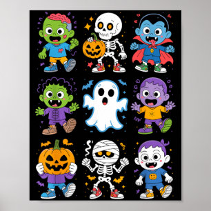 Poster Mignons enfants de dessin animé Halloween fantôme
