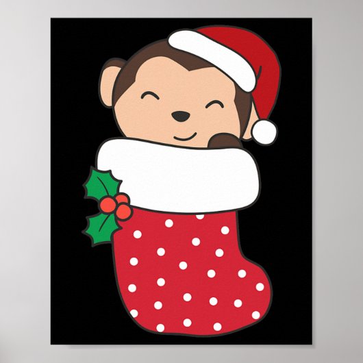 Poster Mignons Singes Dans Les Bas De Noël Pour Noël (Devant)
