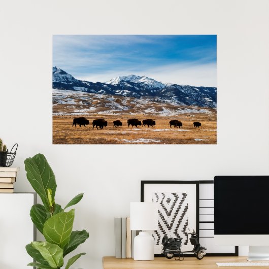 Poster Migration des bisons (Bureau à domicile)