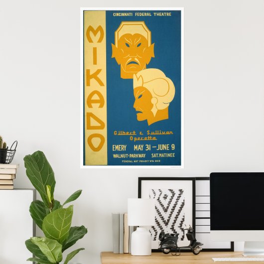 Poster Mikado Gilbert Sullivan 1939 WPA (Bureau à domicile)