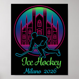 Poster Milan 2026 Hockey sur glace Hiver 2026 Et Duomo Di