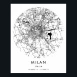 Poster Milan Italia Mini moderne Circle Street Carte<br><div class="desc">Milan Italia Mini moderne Circle Street Carte</div>