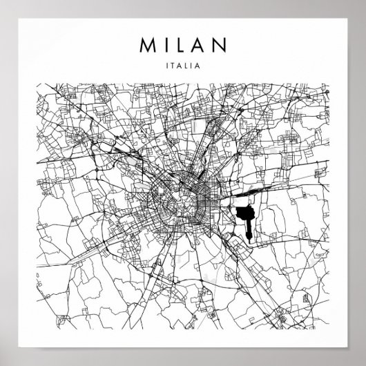 Poster Milan Italia Minimal Modern Street Map (Devant)