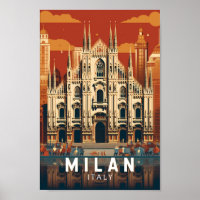 Milan Italie Duomo di Milano Travel Art Vintage
