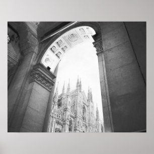 Poster Milan Italie, Galleria Vue du Duomo