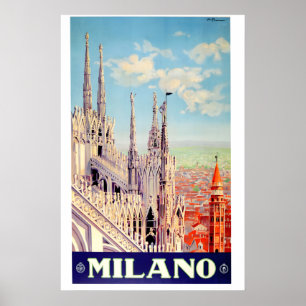 Poster Milan Italie - Style Rétro Voyage Italien des Anné