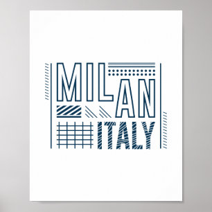 Poster Milan Italie Typographie Moderne Voyage Graphisme
