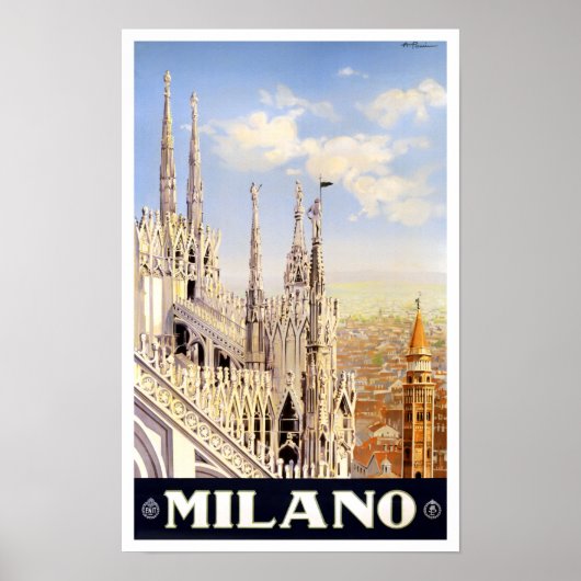 Poster Milan Italie voyage vintage (Devant)