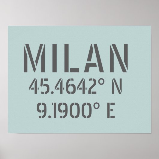 Poster Milan Latitude Longitude (Devant)