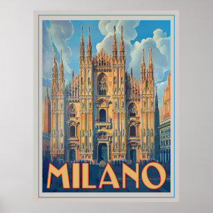 Poster Milano, Italie Retro