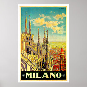 Poster Milano / Milan Italie Cityscape Vintage
