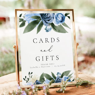 Poster MILENA Dusty Blue Floral cartes de mariage et cade