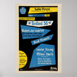 Poster Miles Davis - Lester Young - Bud Powell - MJQ jazz
