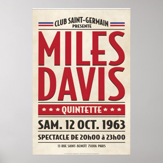 Poster Miles Davis Live à Paris, conception d'impression  (Devant)