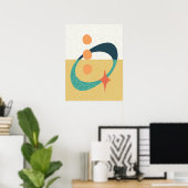 Poster Milieu du siècle Abstrait Atomique Jaune, Orange, (Bureau à domicile)