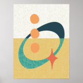 Poster Milieu du siècle Abstrait Atomique Jaune, Orange, (Devant)