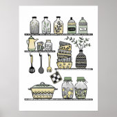 Poster Milieu du siècle moderne boho cuisine mur (Devant)