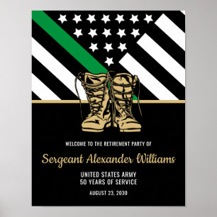 Poster Militaire Amry Retraite Ligne verte drapeau patrio