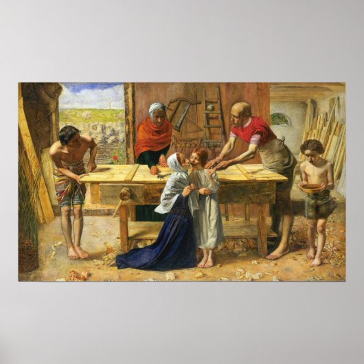 Poster Millais - L'atelier du charpentier (Devant)