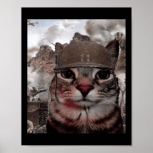 Poster Mille Jardins Stare Drôle Soldat Mème Chat En Batt