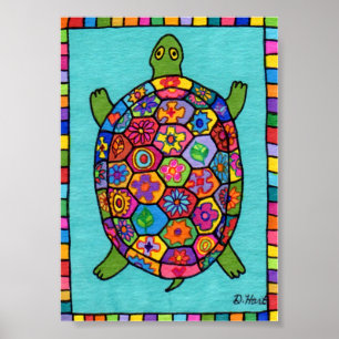 Poster Millefiori Mosaic Turtle Mini Art populaire