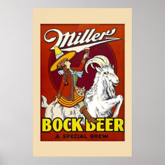 Poster Miller - Bock Beer A Special Brew! 1930s Vintage