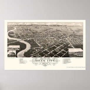 Poster Milles de ville, carte panoramique de la TA - 1883