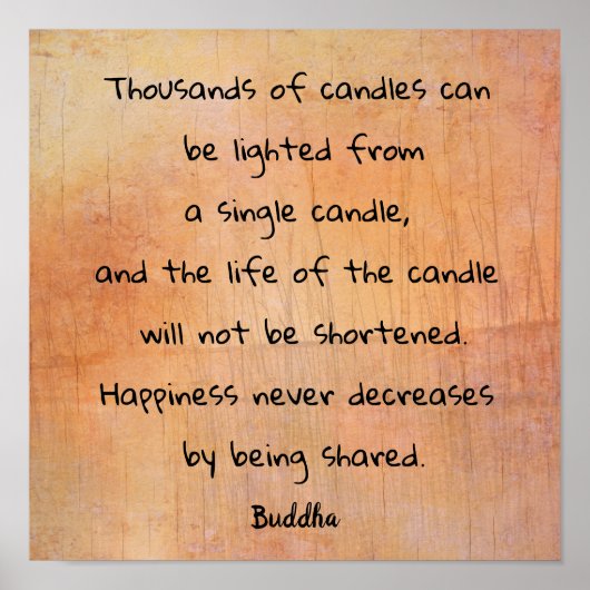 Poster Milliers De Bougies — Bouddha citation _art imprim (Devant)