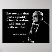 Poster Milton Friedman Equality Freedom Citation (Devant)