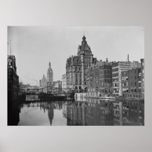 Poster Milwaukee River et Dowtown