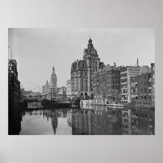 Poster Milwaukee River et Dowtown (Devant)