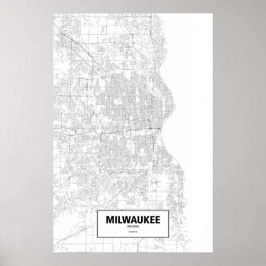 Poster Milwaukee, Wisconsin (noir sur blanc) (Devant)