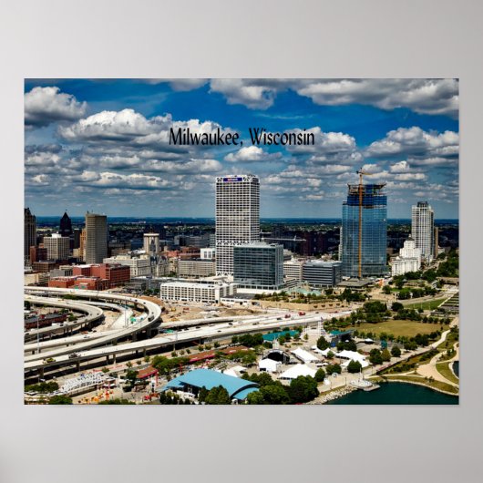 Poster Milwaukee, Wisconsin, paysage urbain (Devant)