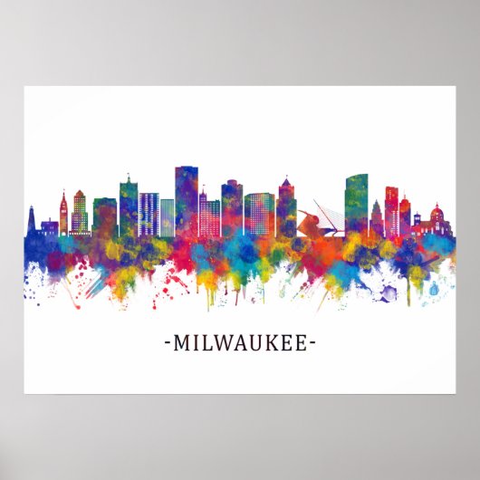 Poster Milwaukee Wisconsin Skyline (Devant)