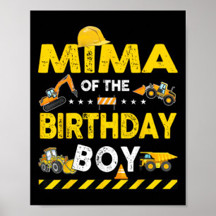 Poster Mima De L'Anniversaire Boy Construction Ouvrier Na