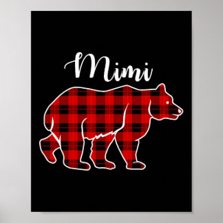 Poster Mimi Ours Rouge Plaid Costume de Noël assorti