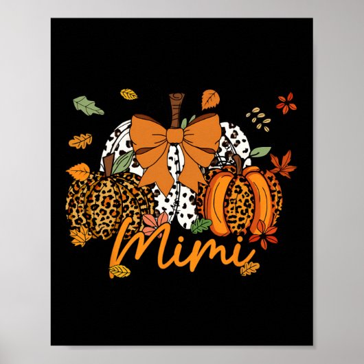 Poster Mimi Thanksgiving Leopard Citrouille Coquette Bow  (Devant)