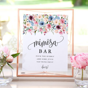 Poster Mimosa Bar Aquarelle Fleur Fleurir Personnalisé