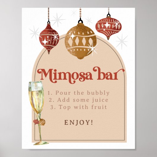 Poster Mimosa Bar Bubbly Retro Bauble Noël Bride (Devant)