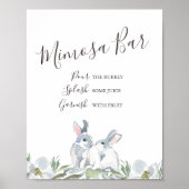 Poster Mimosa Bar Floral Bunny Rabbit Party (Devant)