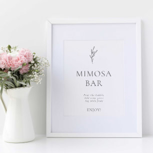 Poster Mimosa Bar Moderne Mariage Élégant Simple