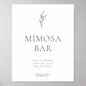 Poster Mimosa Bar Moderne Mariage Élégant Simple (Devant)