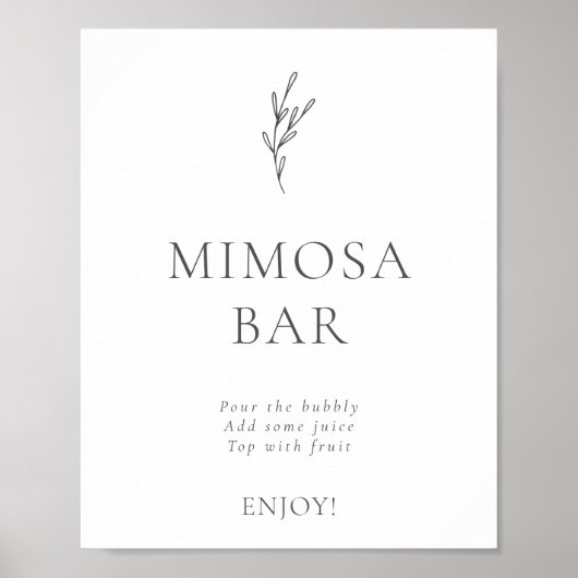 Poster Mimosa Bar Moderne Mariage Élégant Simple (Devant)