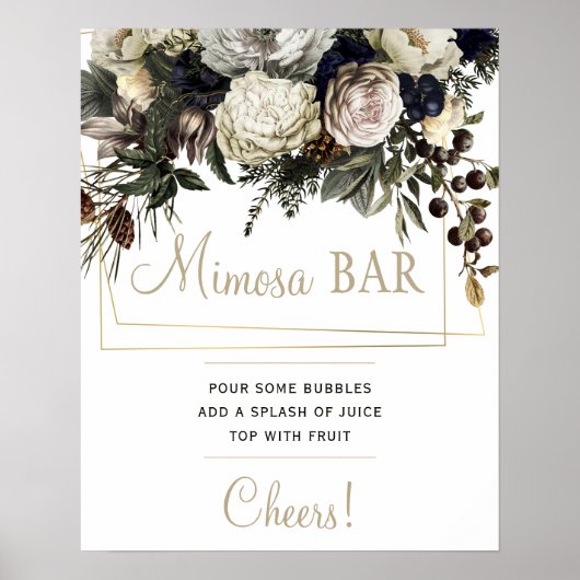 Poster Mimosa bar nuptiale douche fleurie d'hiver signe (Devant)