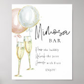 Poster Mimosa Bar Rose & Bleu Balloon Sexe Signal de révé (Devant)