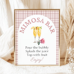 Poster Mimosa bar Rose Fête des mariées fraîche du marché