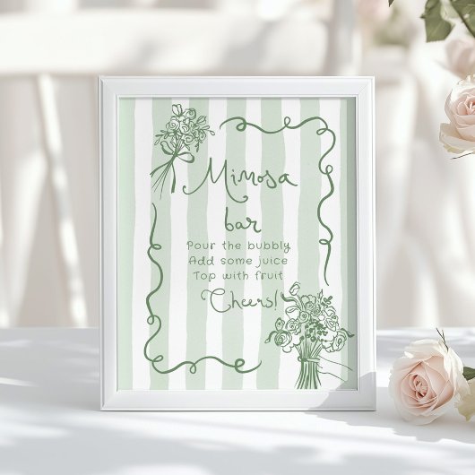 Poster Mimosa bar Sage vert Whimsical nuptiale douche